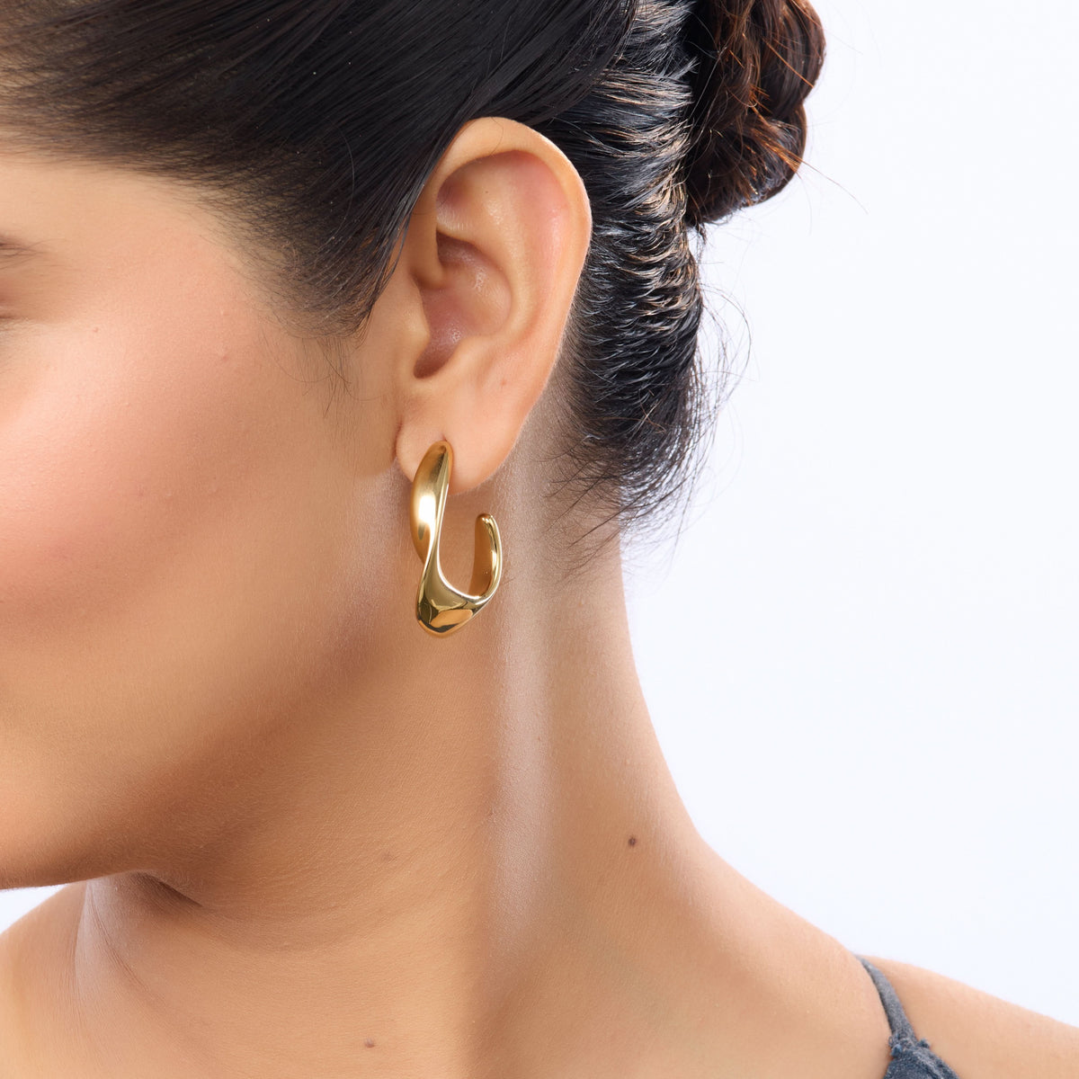 Edge Sculptural Open-Arc Drop Earrings