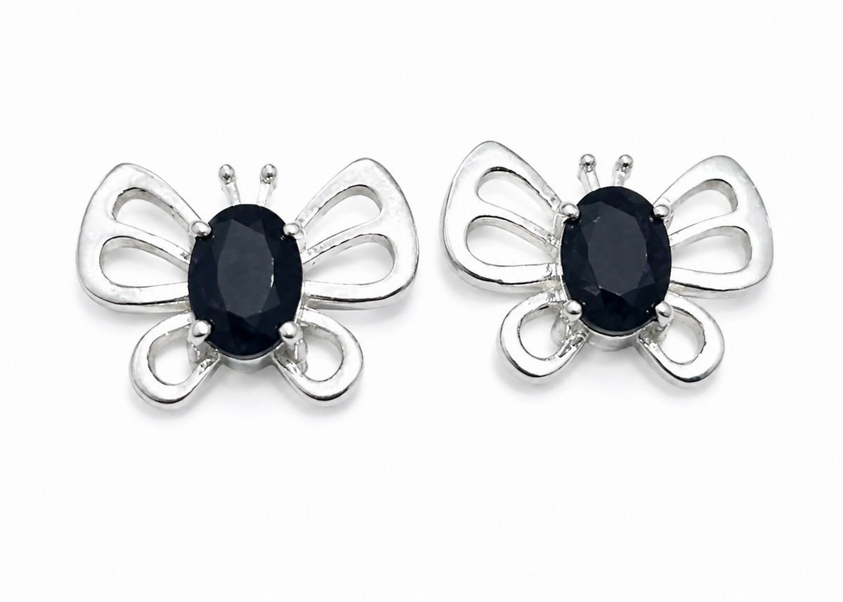 Natural Black Onyx Butterfly Earrings | 925 Sterling Silver