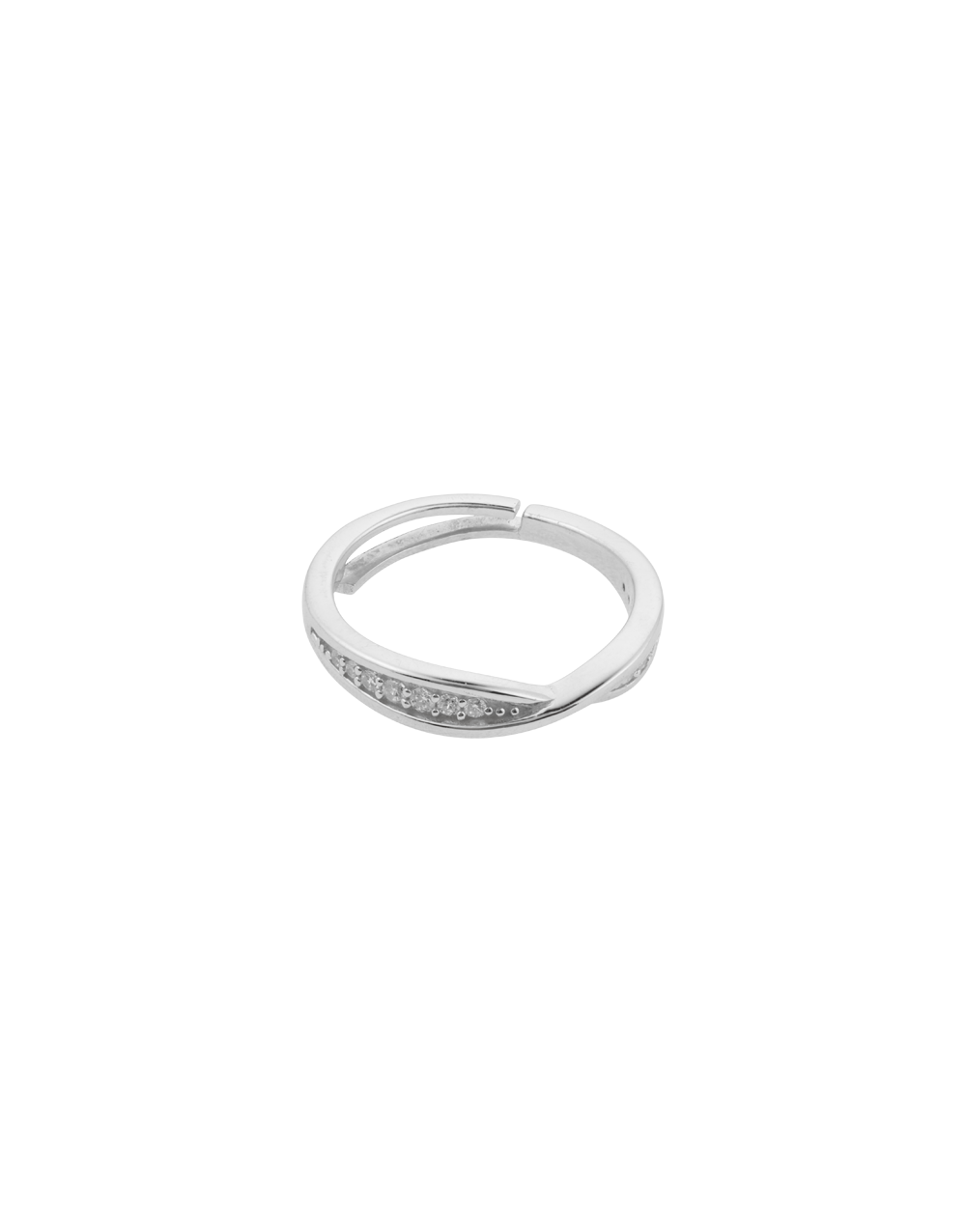 Elegant Crossover CZ Band Ring in 925 Sterling Silver