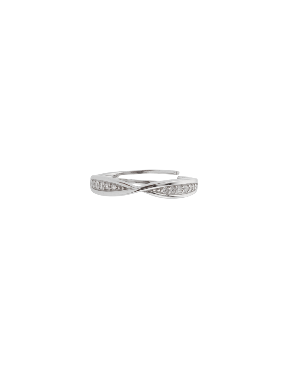 Elegant Crossover CZ Band Ring in 925 Sterling Silver