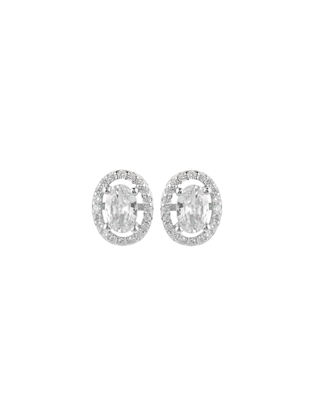 Elegant CZ Stud Earrings with Surrounding Crystals