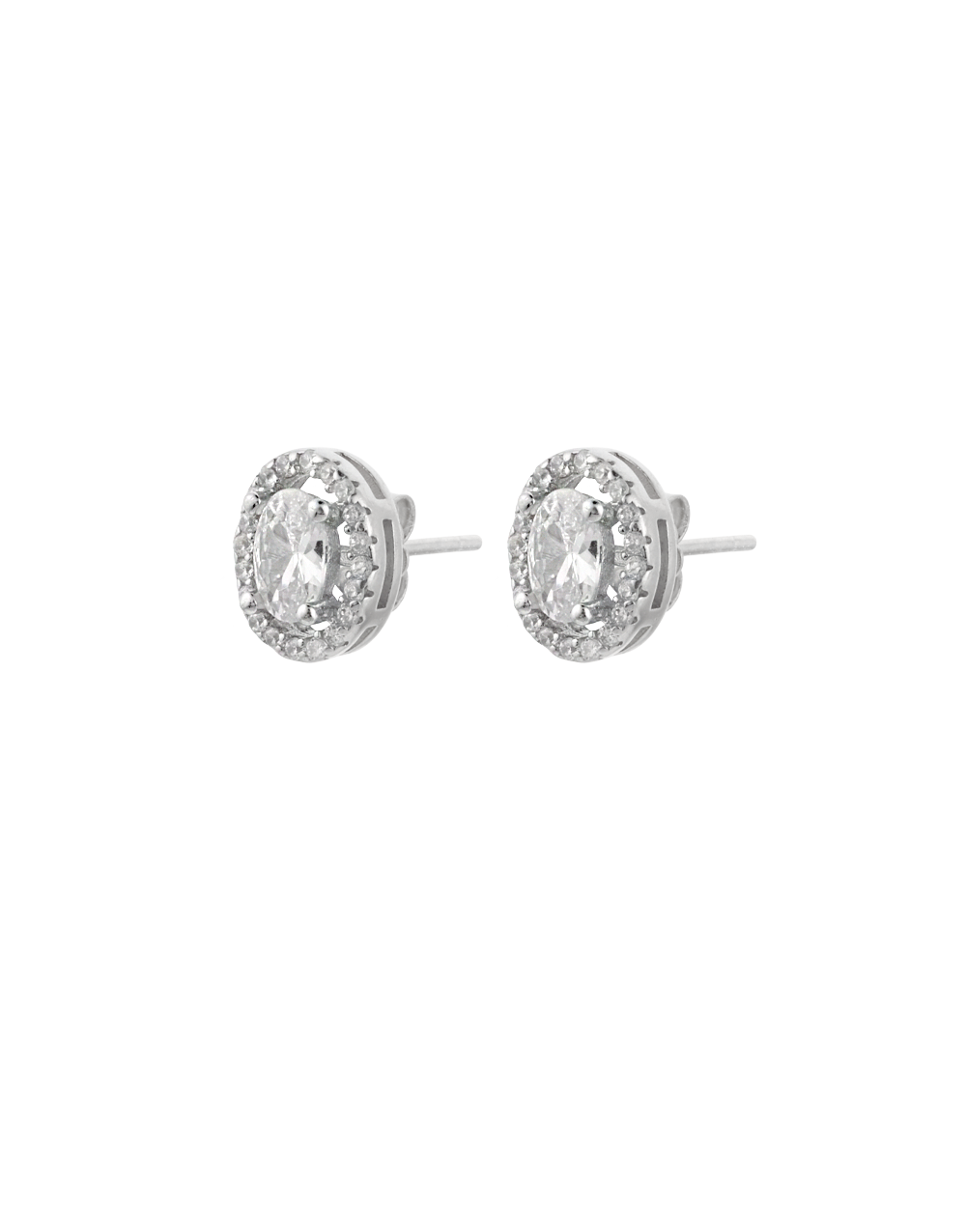 Elegant CZ Stud Earrings with Surrounding Crystals