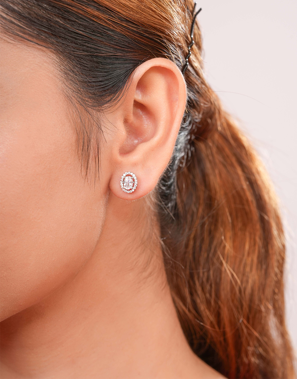 Elegant CZ Stud Earrings with Surrounding Crystals