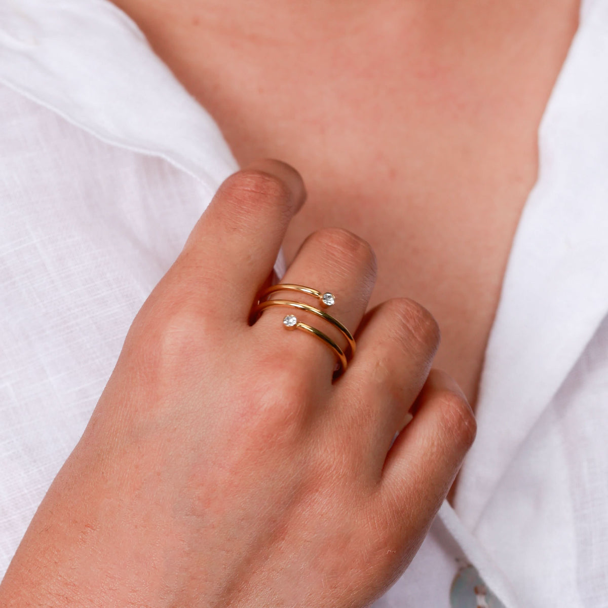 Elegant Double Loop Crystal Ring