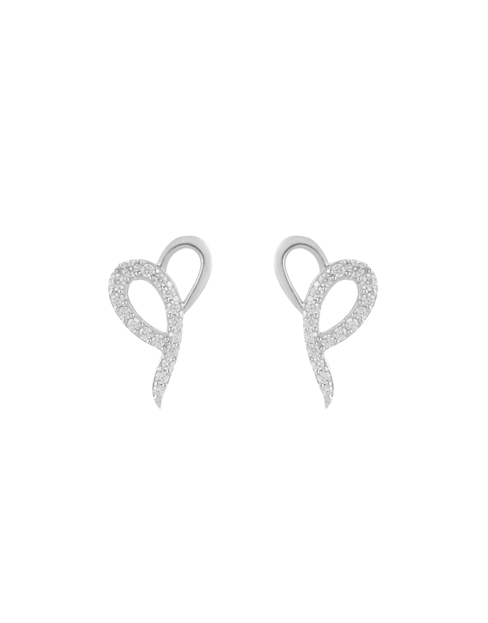 Elegant Ribbon Design CZ Stud Earrings