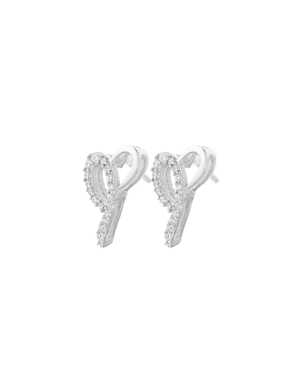 Elegant Ribbon Design CZ Stud Earrings