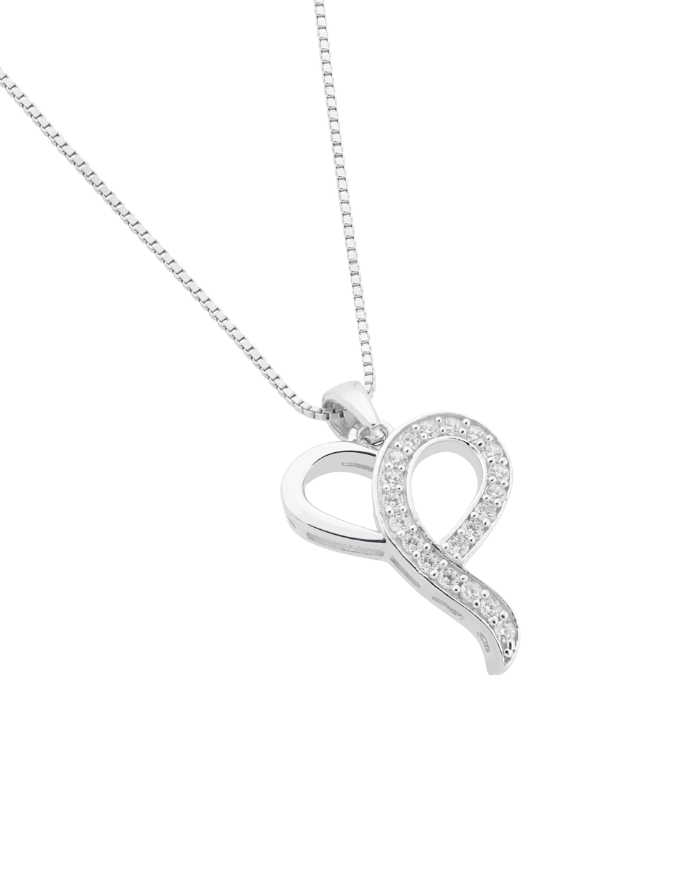 Elegant Ribbon-Inspired Pendant Adorned with Sparkling CZ Stones for a Graceful Look