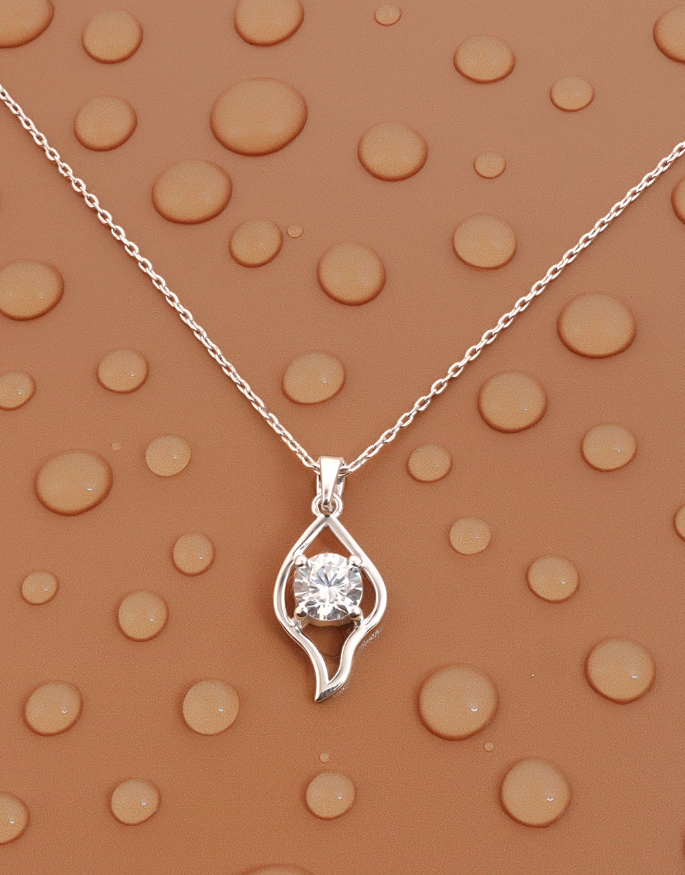 Elegant Teardrop CZ Stone Pendant in 925 Sterling Silver