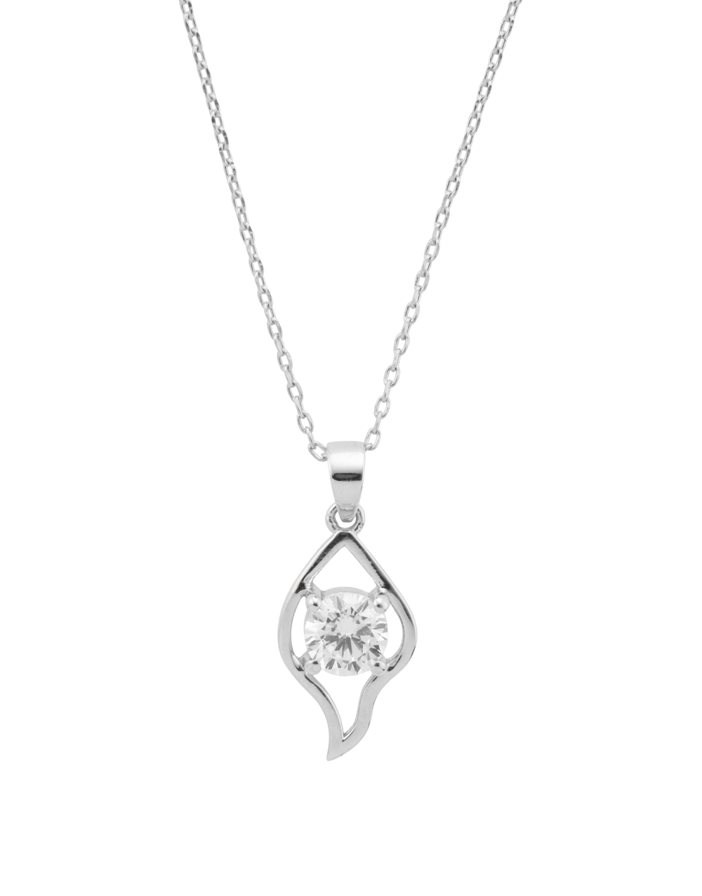 Elegant Teardrop CZ Stone Pendant in 925 Sterling Silver