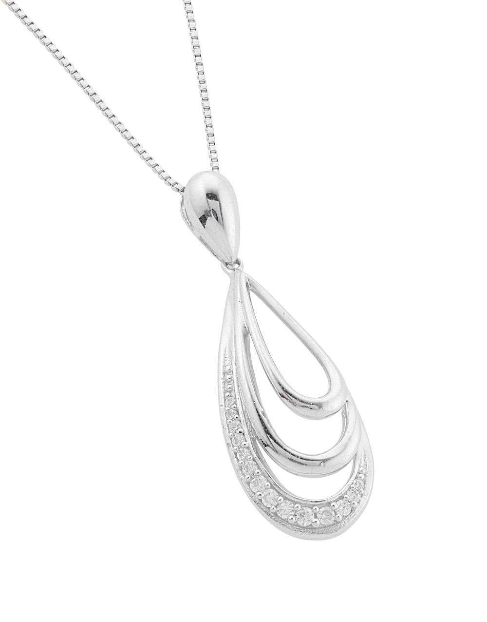 Elegant Teardrop Design Silver Plated Pendant & Earrings Set