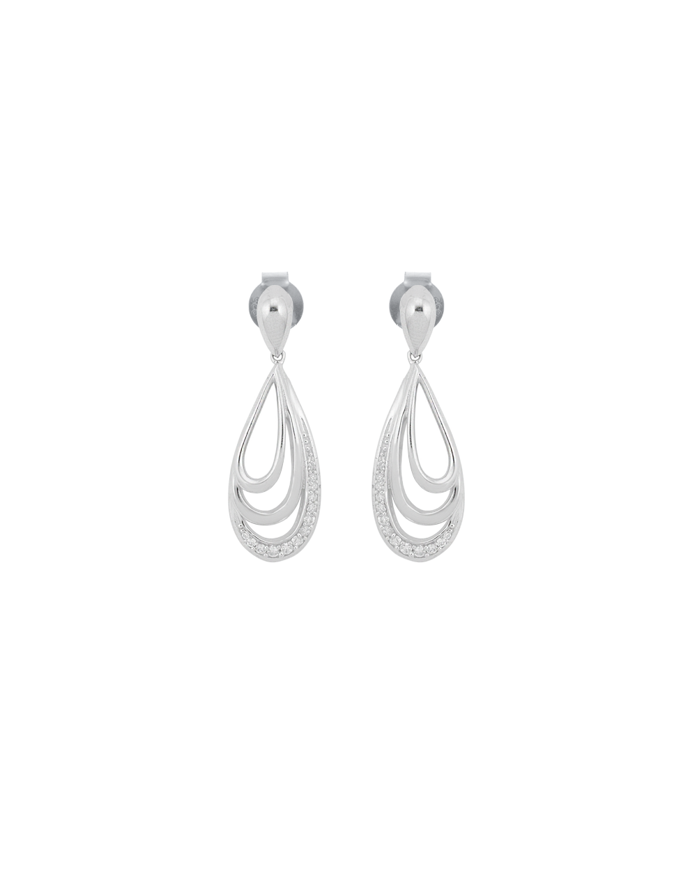 Elegant Teardrop Design Silver Plated Pendant & Earrings Set