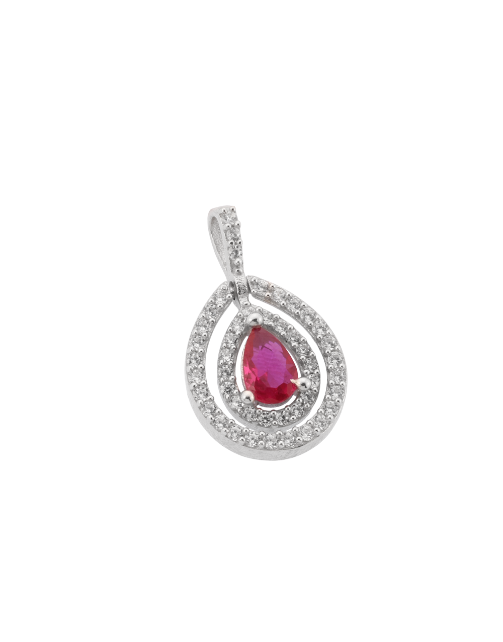Elegant teardrop ruby pendant with sparkling CZ accents
