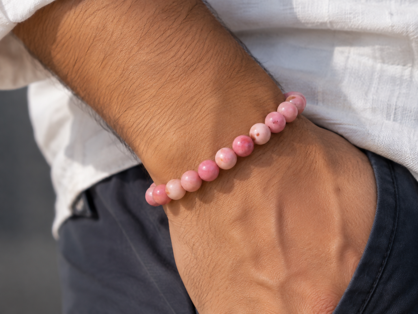 Natural Rhodochrosite 8mm Gemstone Bracelet
