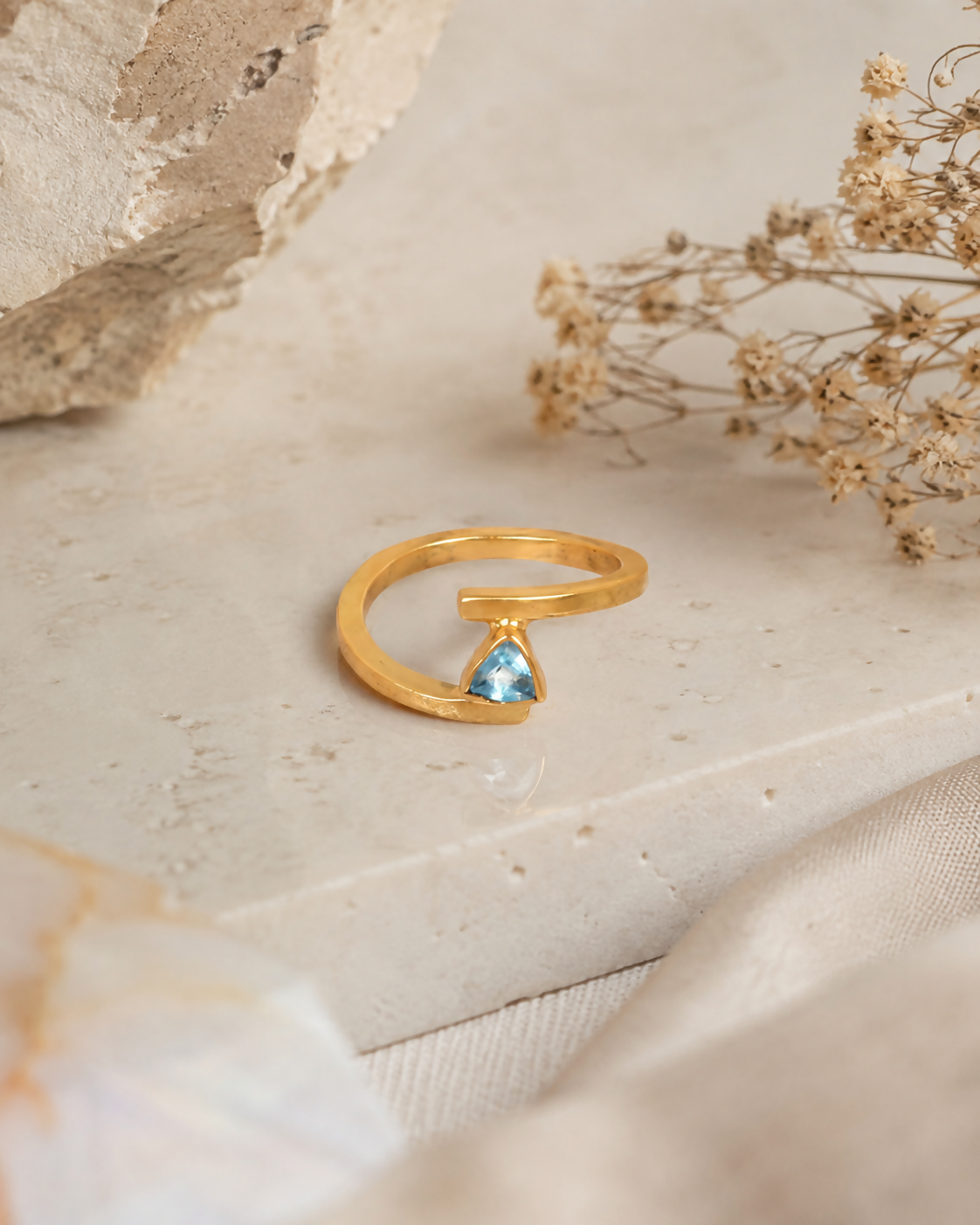 Natural Blue Topaz Ring