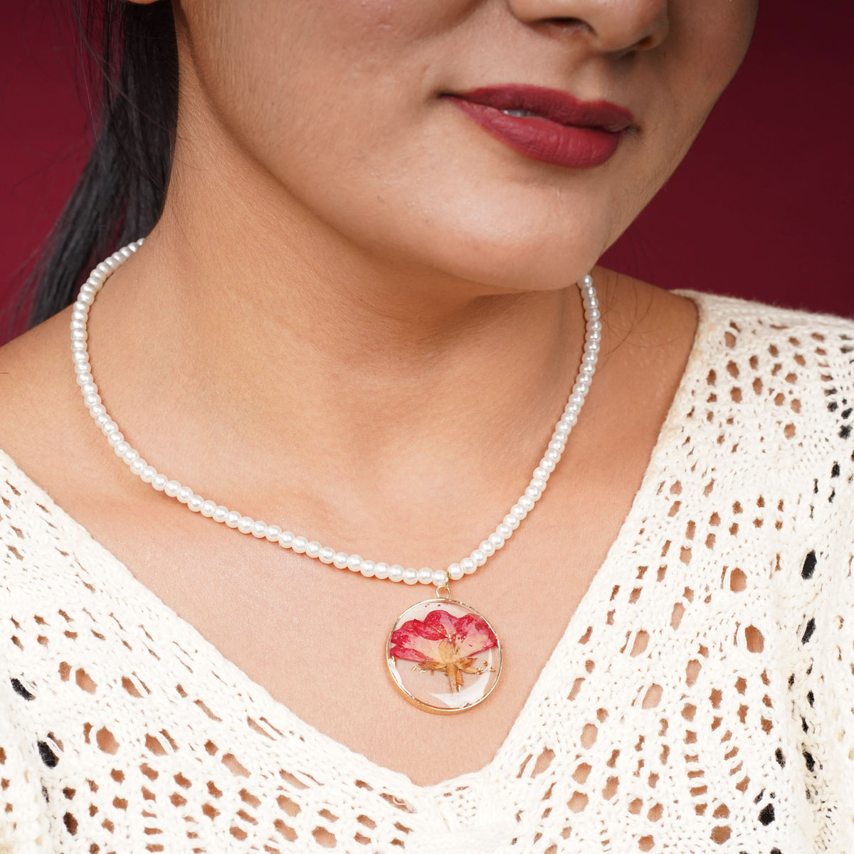 Eternal Flower Pearl Pendant Necklace
