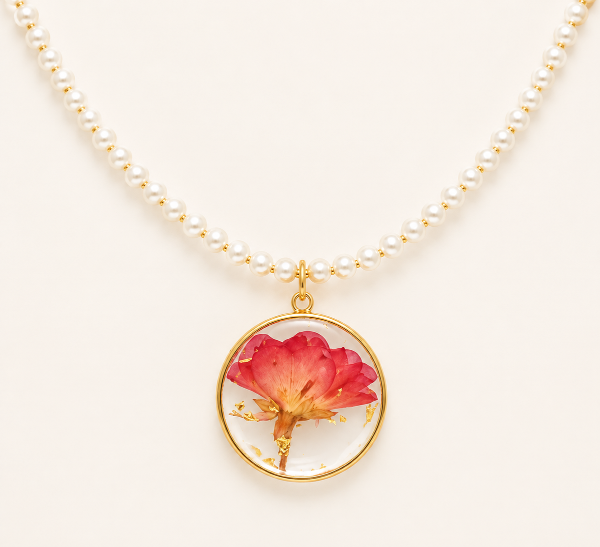 Eternal Flower Pearl Pendant Necklace – freshwater pearl in gold floral pendant necklace for women