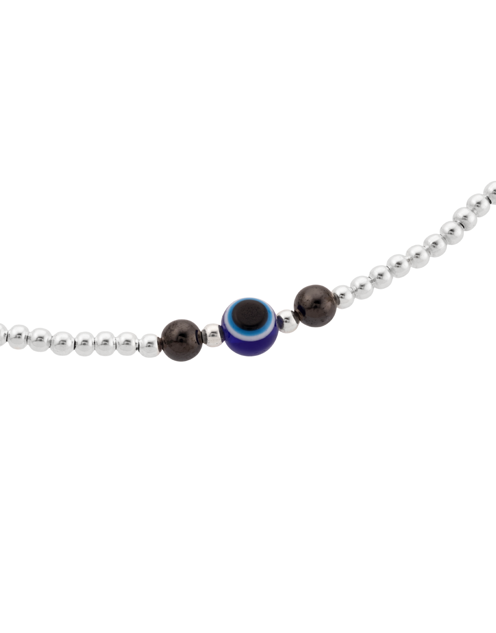 Evil Eye Silver Beaded Anklet