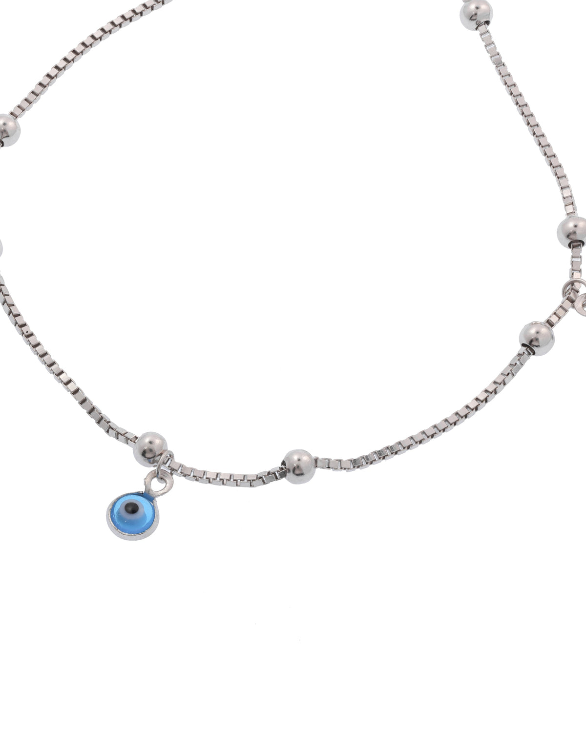protective evil eye sterling silver anklet with charm