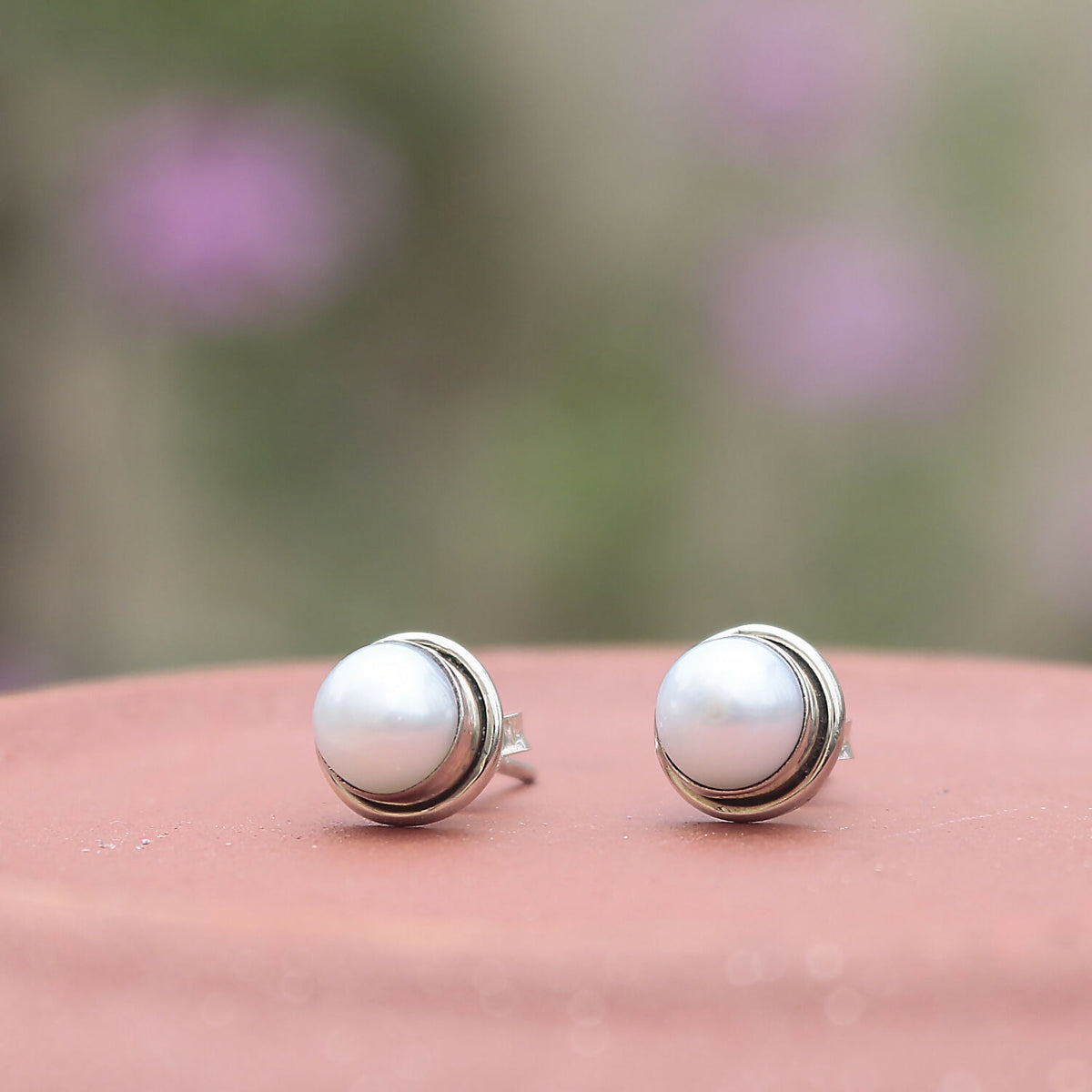 925 Sterling Silver Pearl Eartops for Women | Classic Cream Pearl Stud Earrings | High Polish Elegant Daily Wear Jewelry
