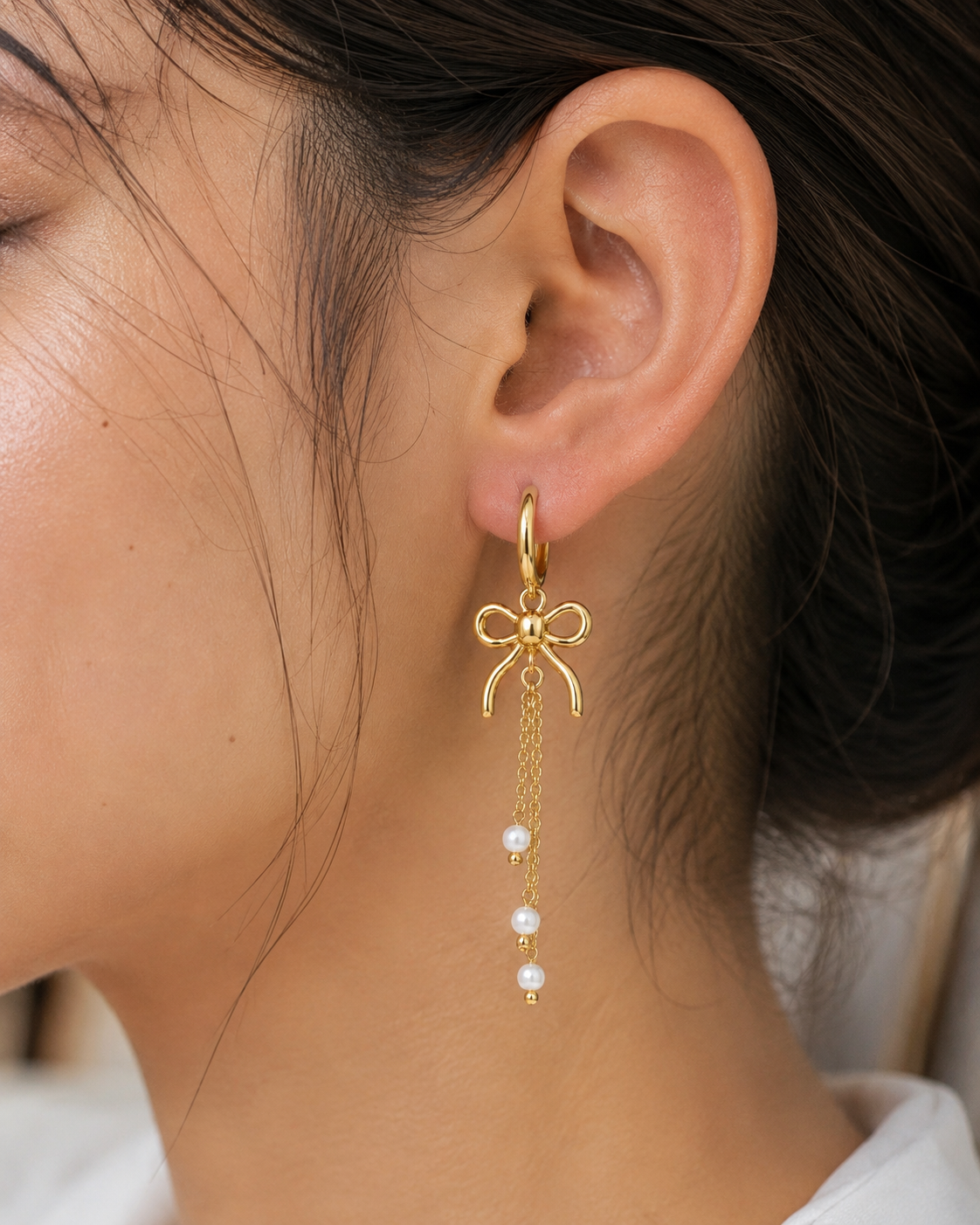 Flora Geometric Hoop Statement Drop Earrings