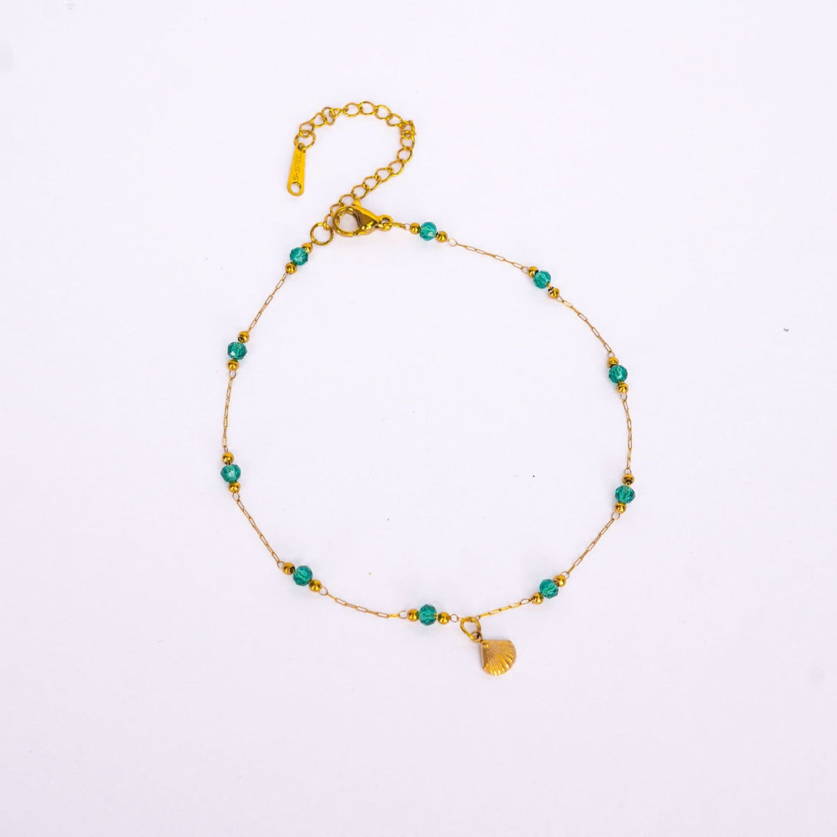 Flora Green Beaded Anklet and Necklace Set