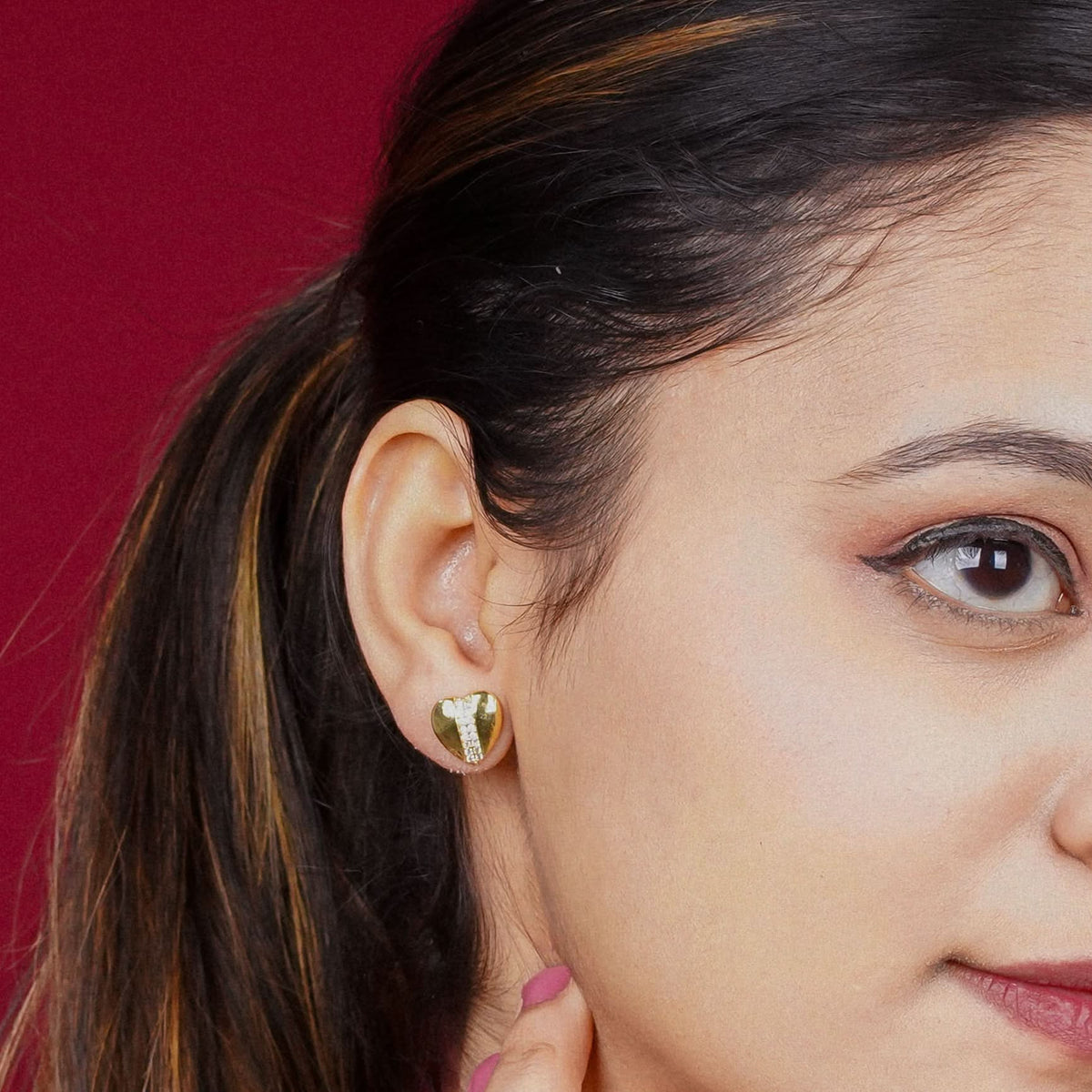 Flora Heart Sparkle Stud Earrings
