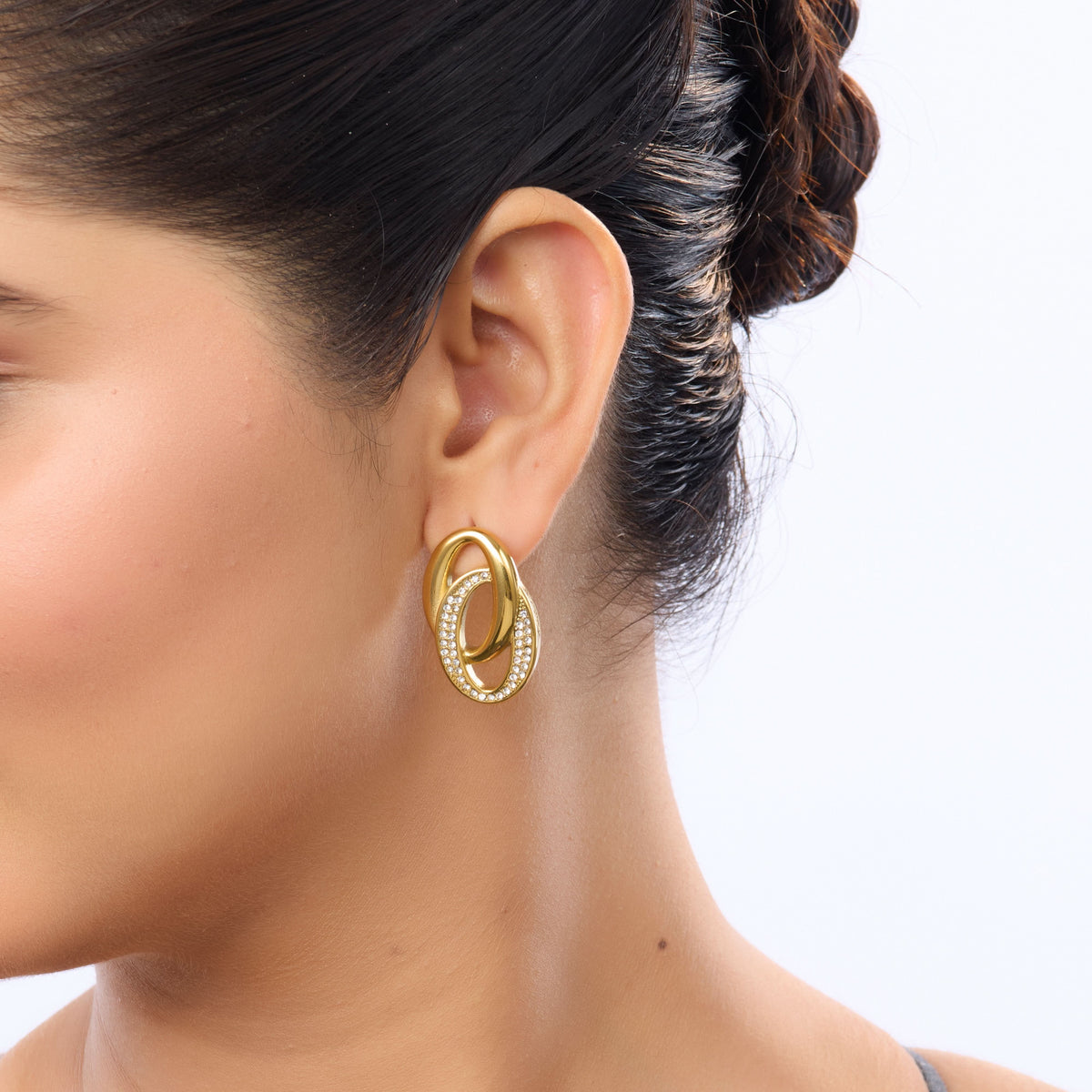 Flora Interlinked Pavé CZ Hoop Earrings