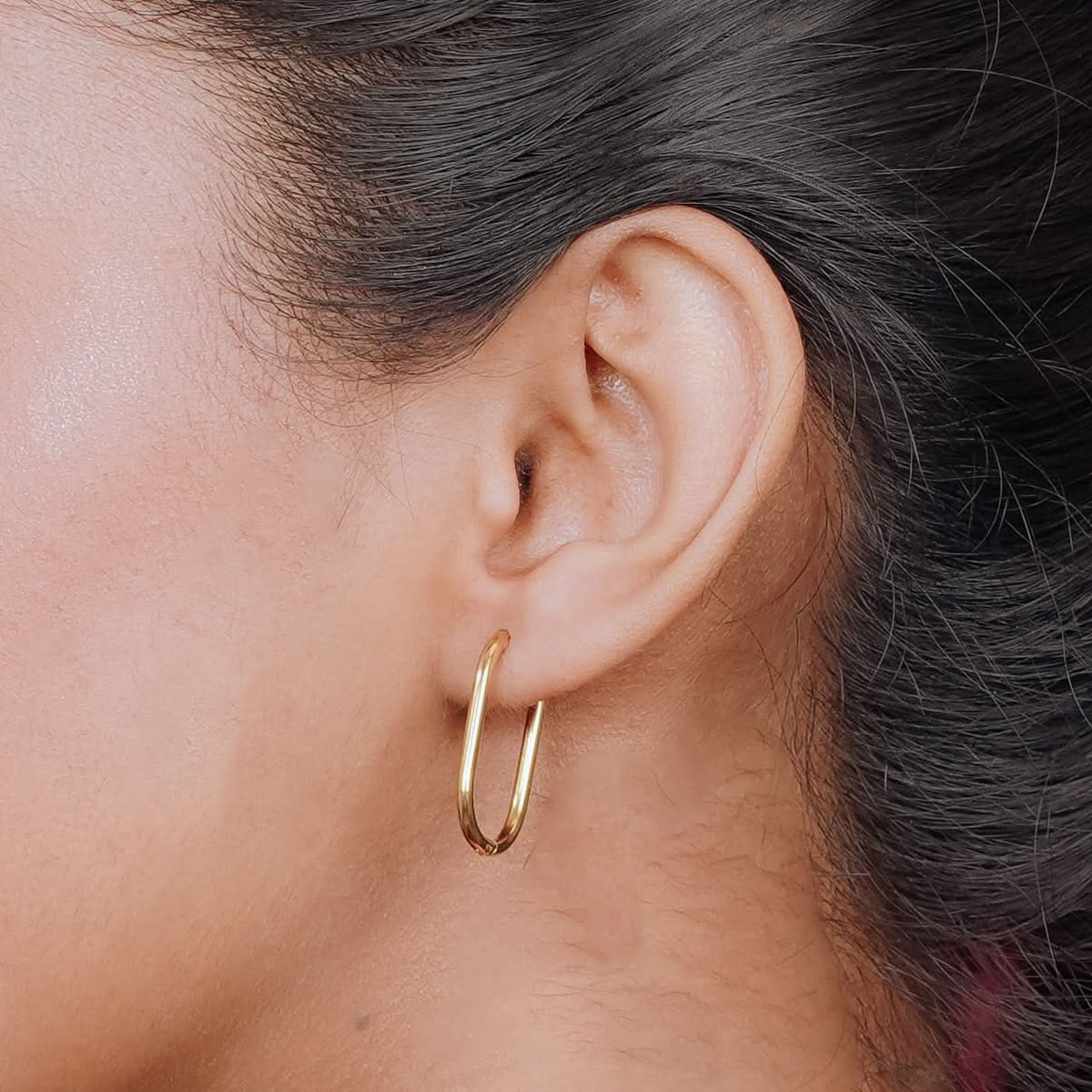 Flora U-Shape Minimal Gold Open Hoop Earrings