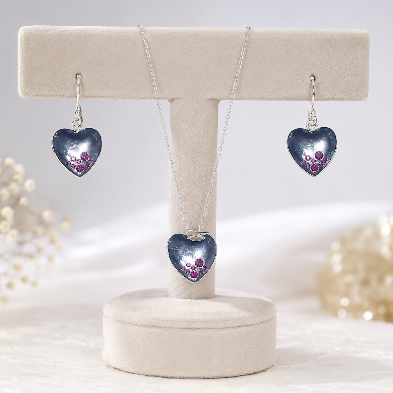 Scarlet Heart Ruby 925 Sterling Silver Jewellery Set