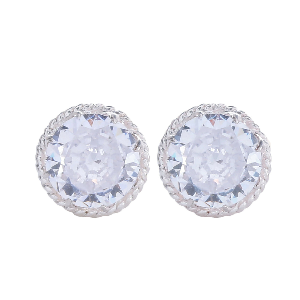 925 Sterling Silver AD Zircon Eartops for Women | White Cubic Zirconia Stud Earrings | Sparkling Party Wear Jewelry