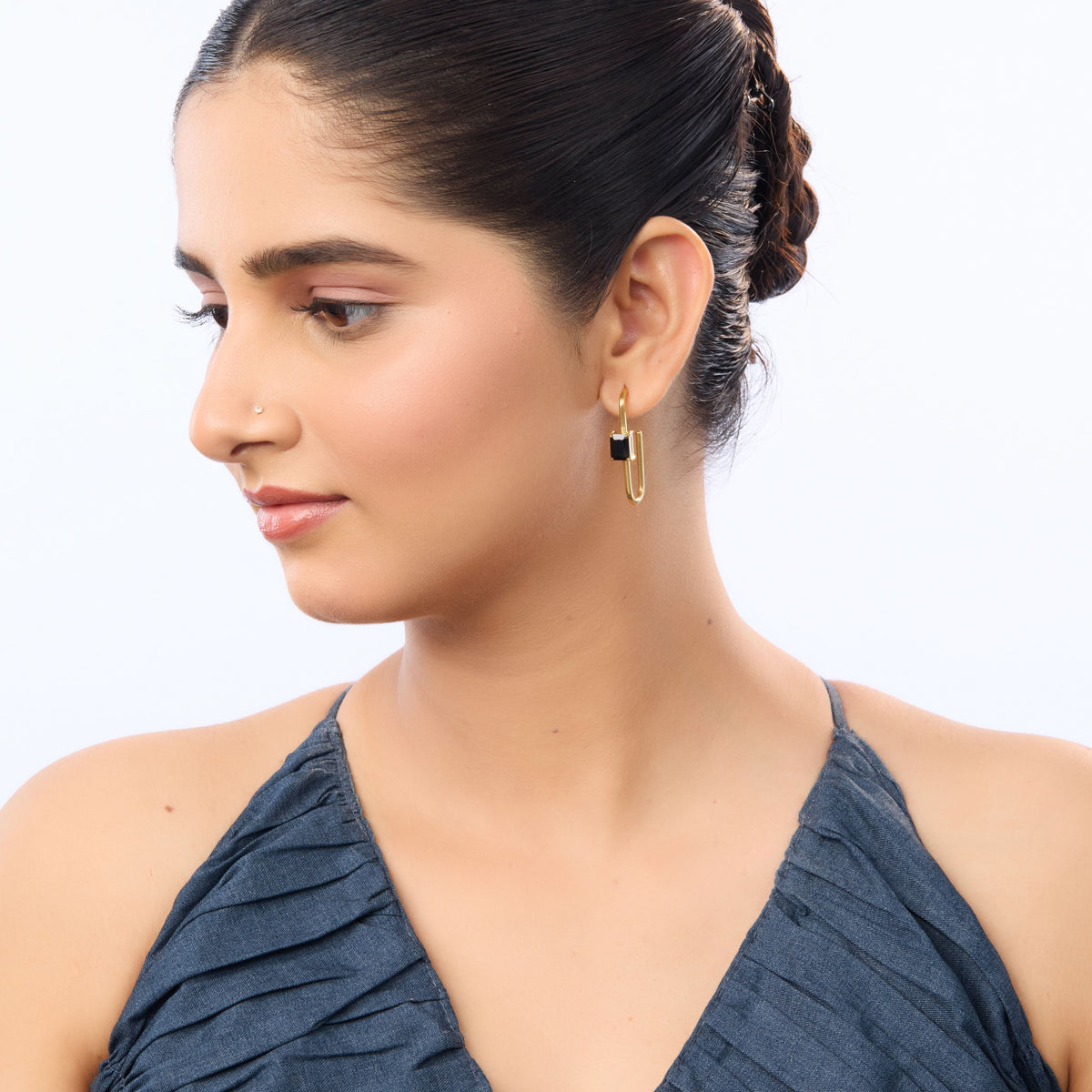 18K Gold Plated Geometric Bar Drop Earrings for Women | Anti Tarnish