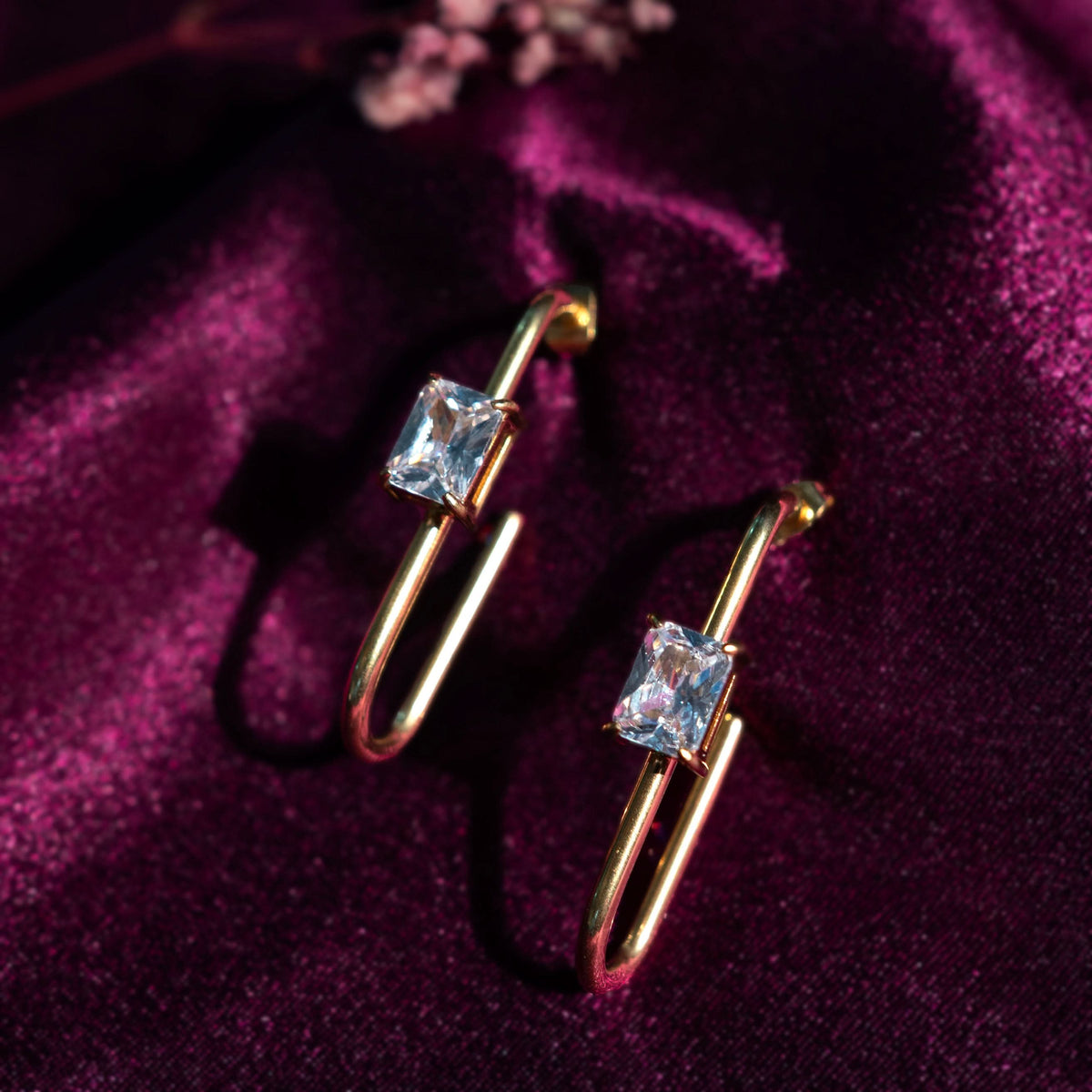 18K Gold Plated Geometric Bar Drop Earrings for Women | Anti Tarnish