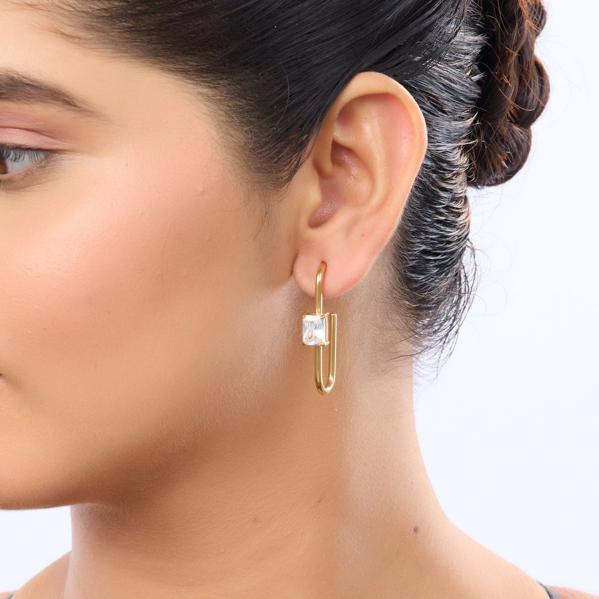 18K Gold Plated Geometric Bar Drop Earrings for Women | Anti Tarnish
