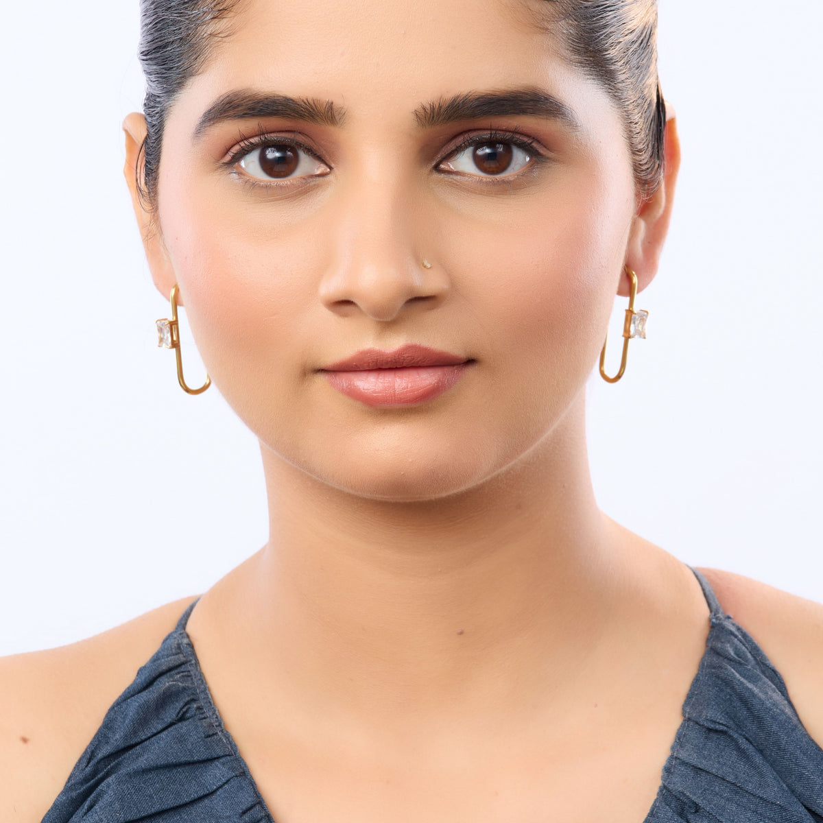 18K Gold Plated Geometric Bar Drop Earrings for Women | Anti Tarnish