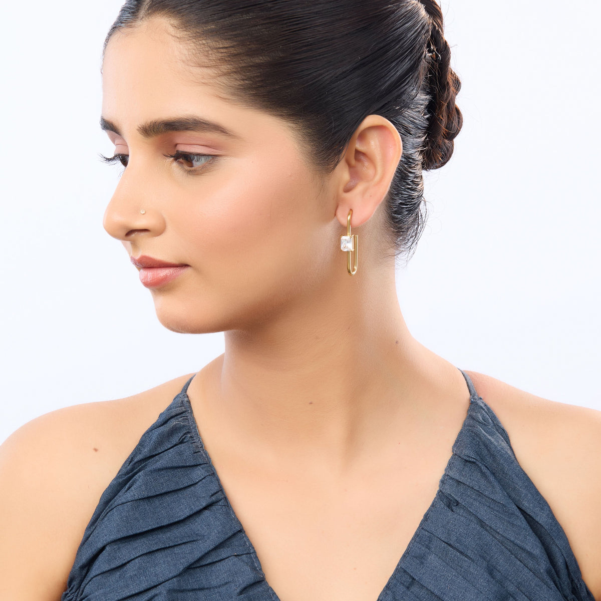 18K Gold Plated Geometric Bar Drop Earrings for Women | Anti Tarnish