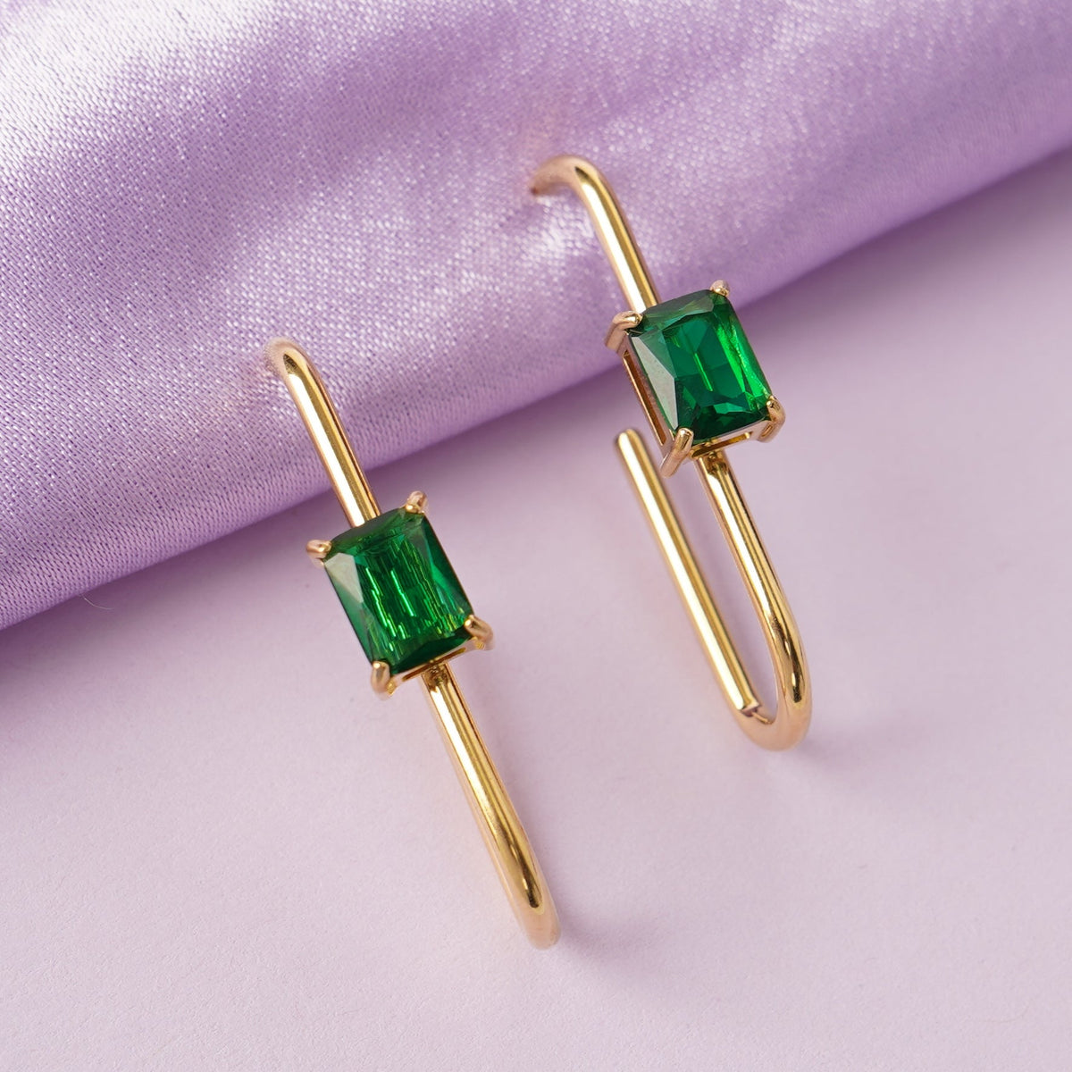 18K Gold Plated Geometric Bar Drop Earrings for Women | Anti Tarnish