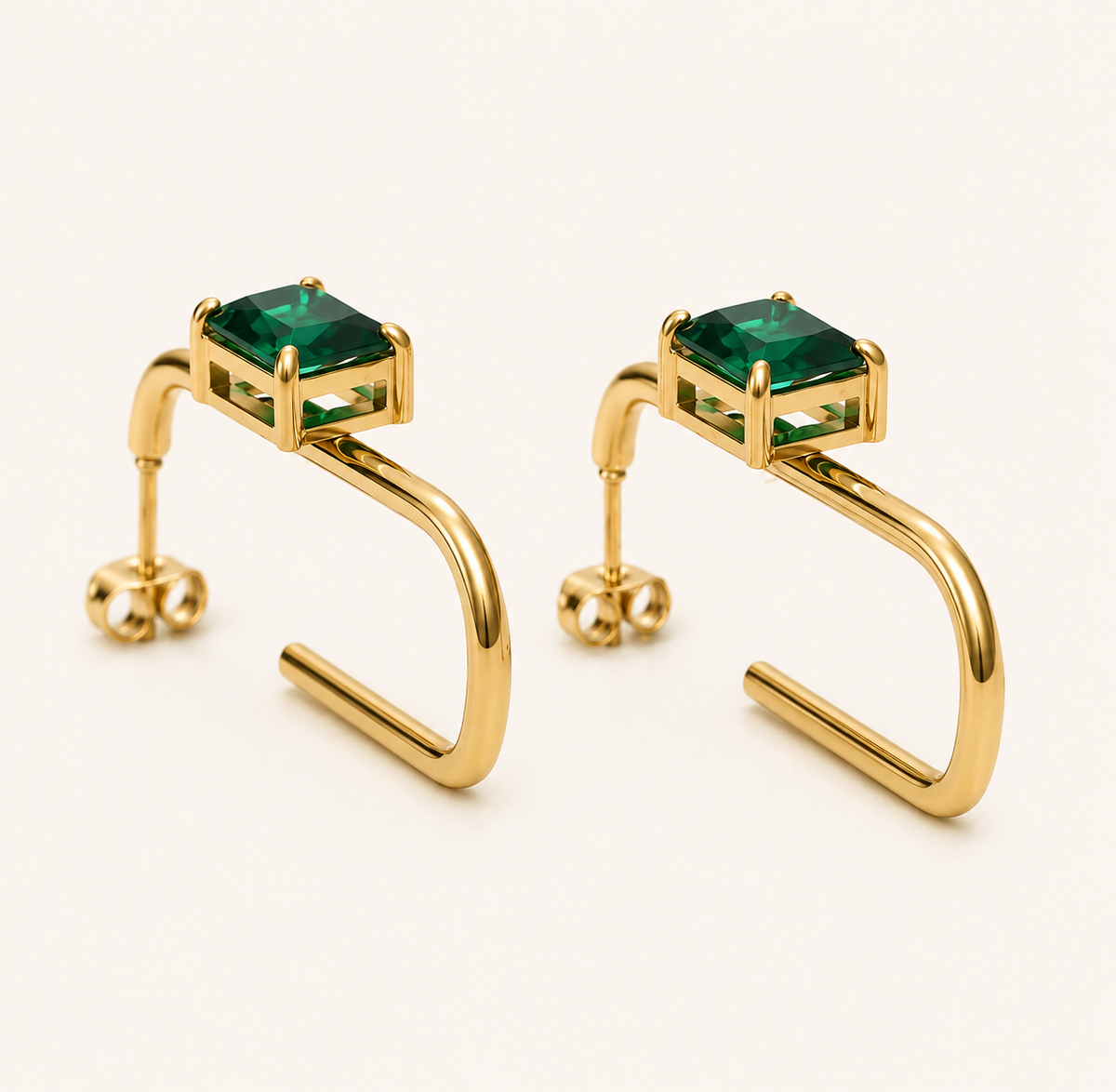 18K Gold Plated Geometric Bar Drop Earrings for Women | Anti Tarnish