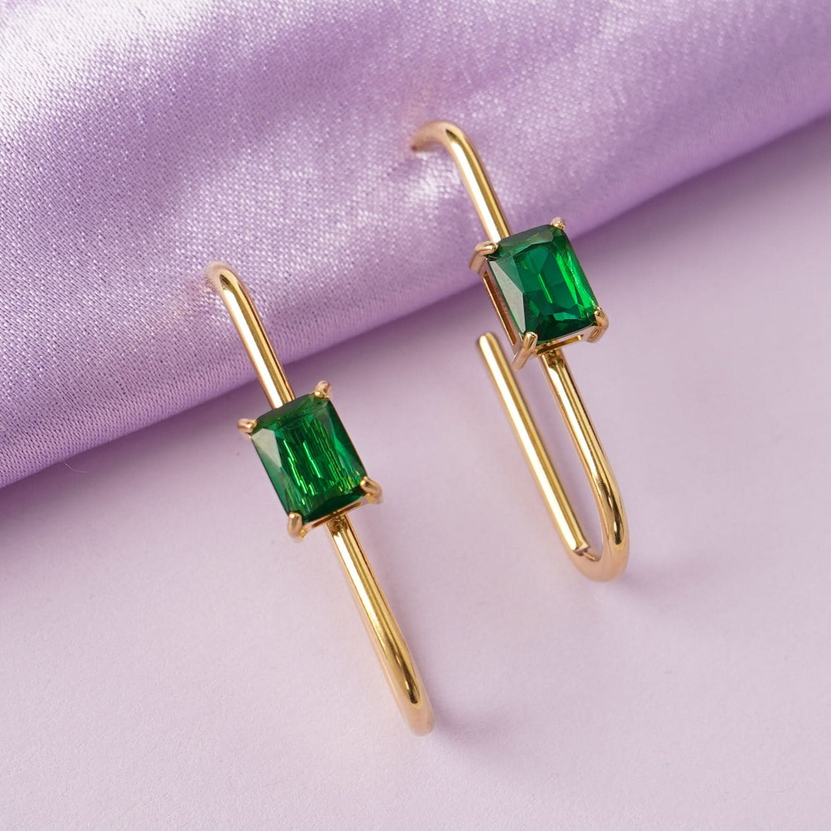 18K Gold Plated Geometric Bar Drop Earrings for Women | Anti Tarnish