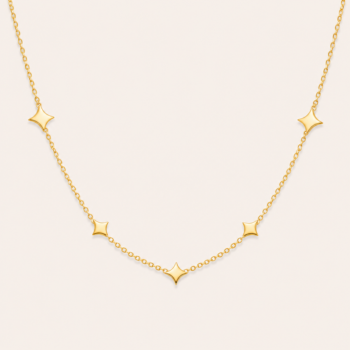 Gilded Compass Starlet Necklace – compass rose and star motif pendant necklace in 18K gold plated finish