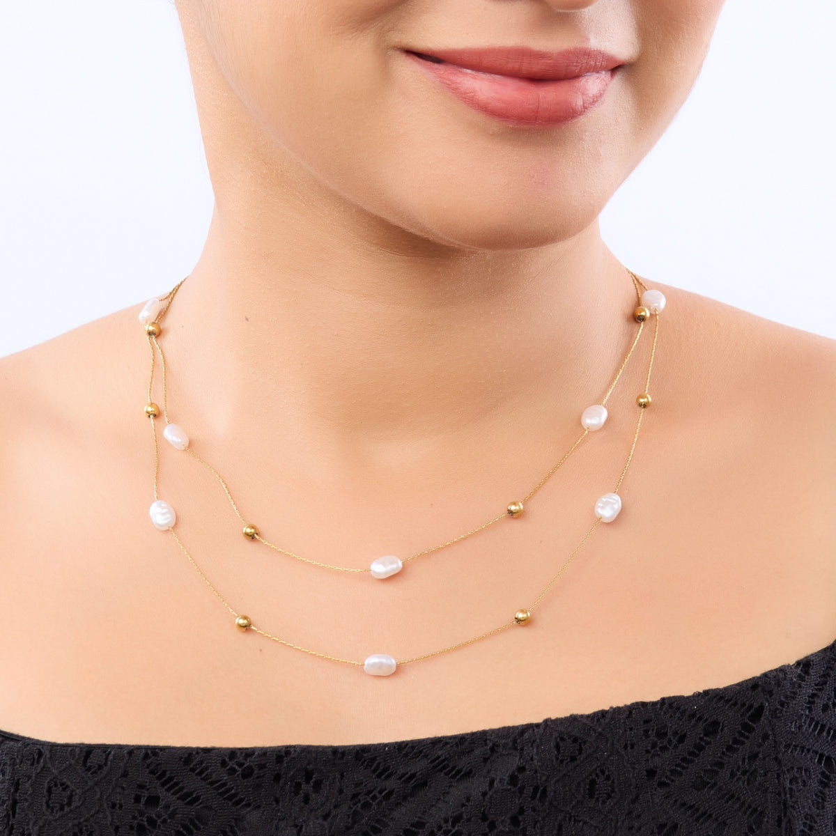 Gilded Grace Heart & Pearl Cascade Necklace