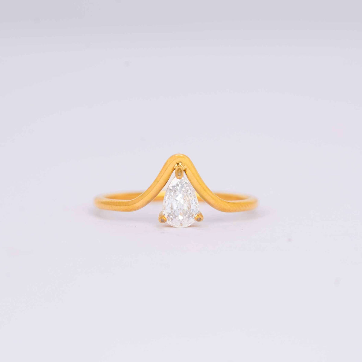 18K Gold Plated Gilded V-Pear Solitaire for Women | Anti Tarnish