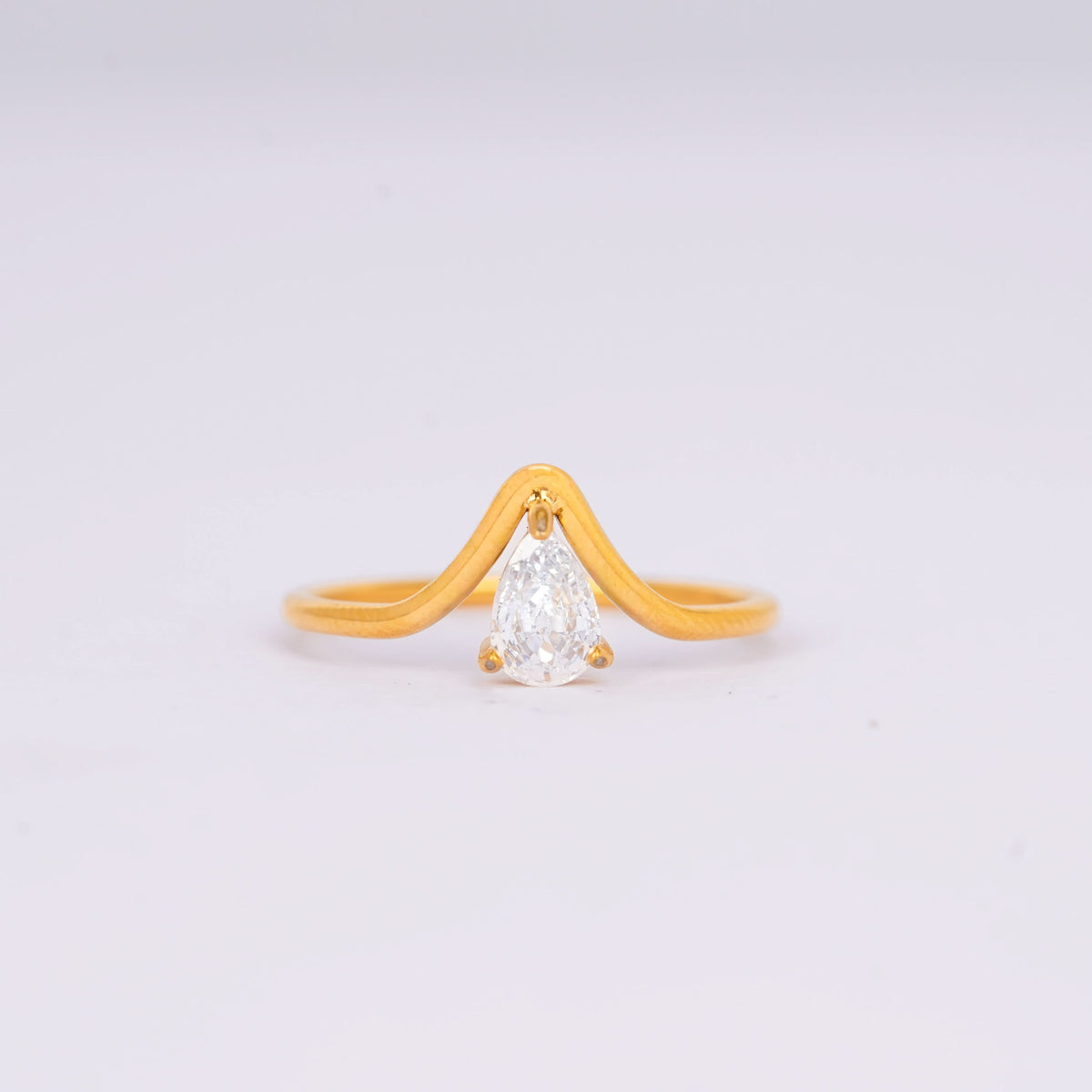 18K Gold Plated Gilded V-Pear Solitaire for Women | Anti Tarnish