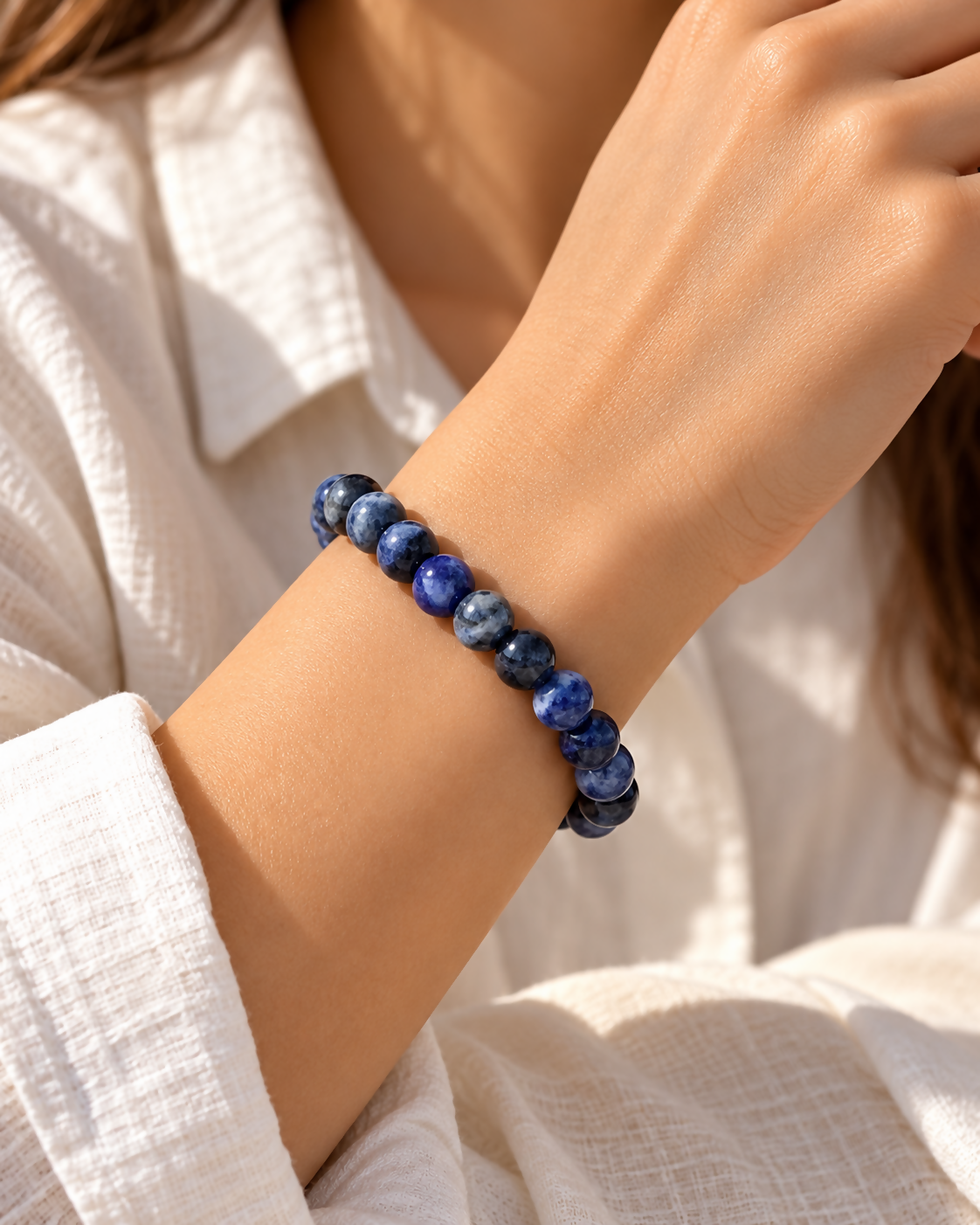 Natural Sodalite 8mm Beaded Bracelet