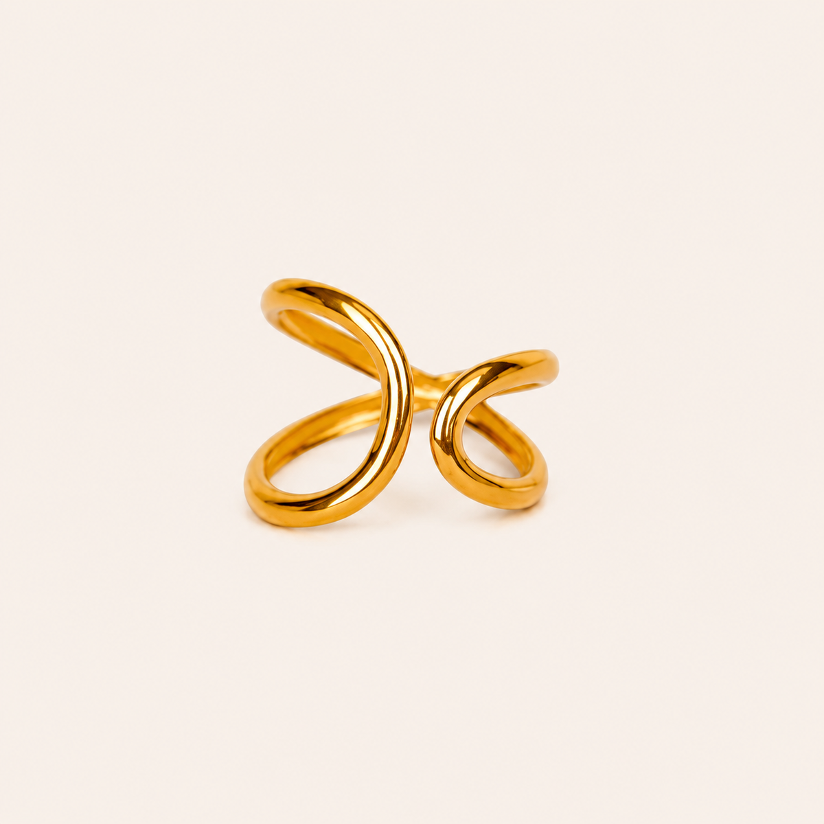 Glitch-Core Fluid Wrap Ring – avant-garde fluid wrap ring in 18K gold plated finish for women