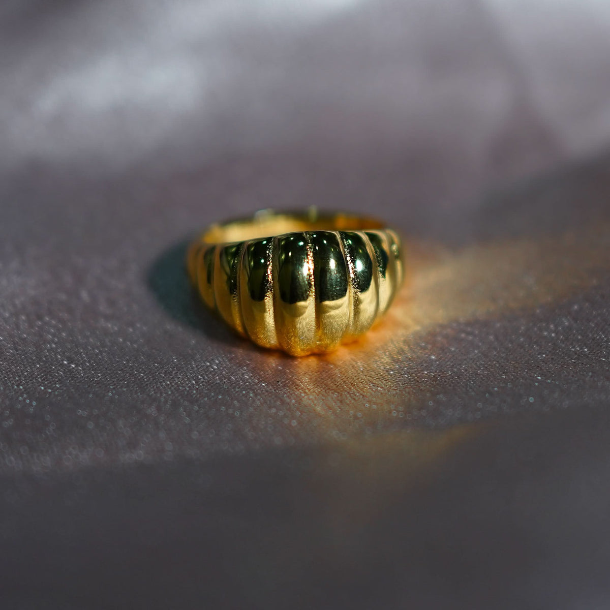 18K Gold Plated Croissant Dome Ring for Women | Anti Tarnish