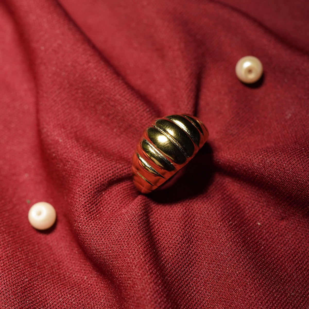 18K Gold Plated Croissant Dome Ring for Women | Anti Tarnish