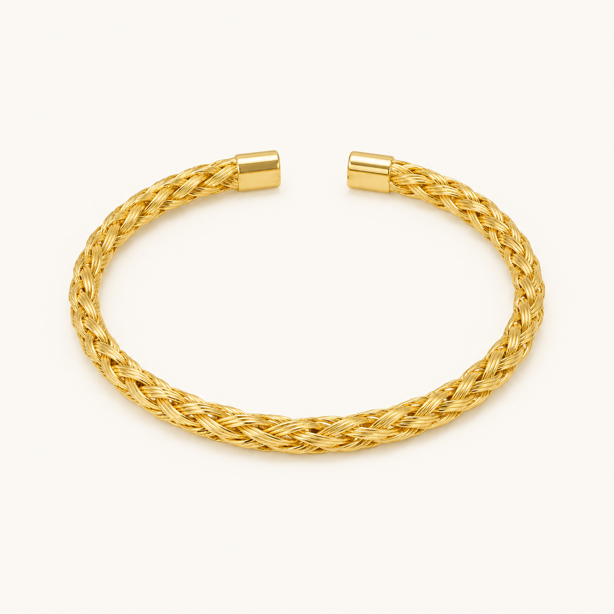 Gold Woven Cuff Bracelet – intricately woven texture open cuff bracelet in 18K gold plated finish for women