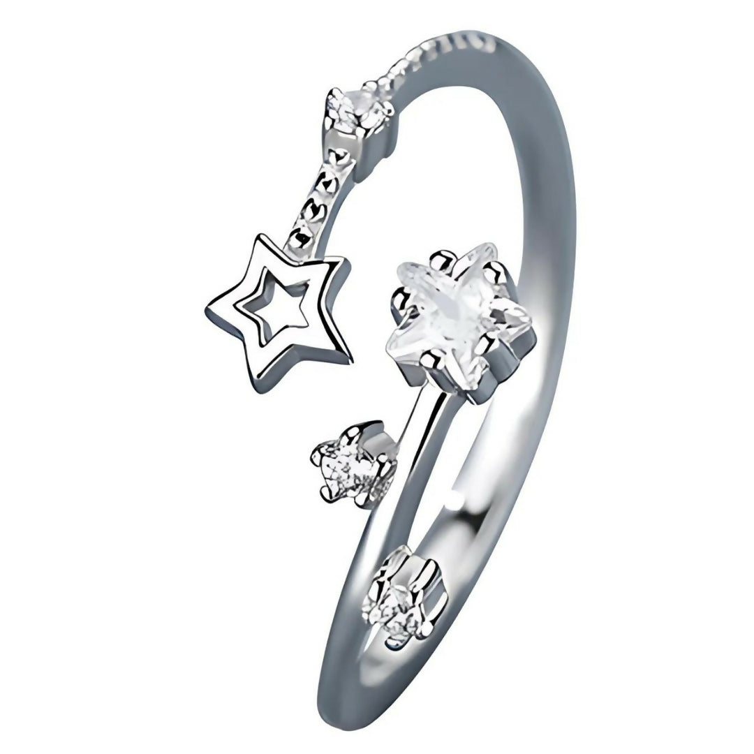 Brd Jewelry 925 Sterling Silver Star Cz Open Ring I Adjustable Silver Ring For Women & Girls