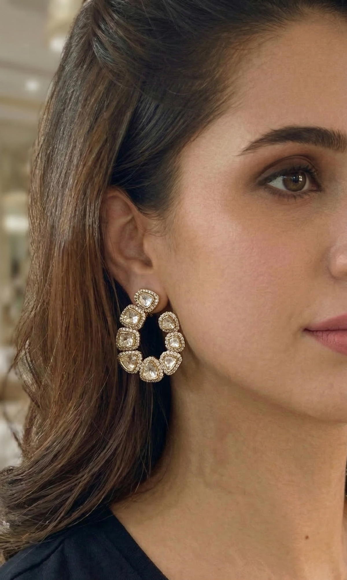 Aurelia Polki Halo Earrings