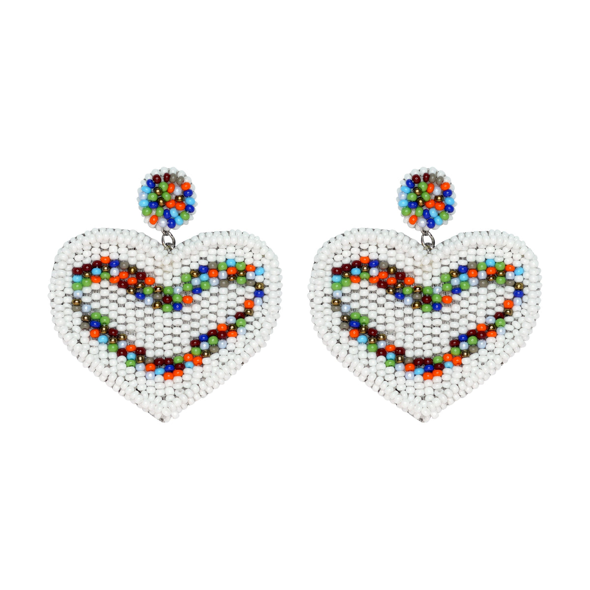 Adora Heart Earrings in White